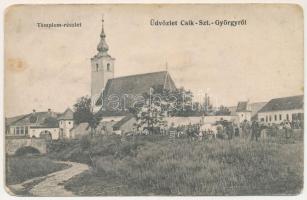 1916 Csíkszentgyörgy, Csík-Szt.-György, Ciucsangeorgiu (Hargita); templom részlet. A. Weiser / church (kopott sarkak / worn corners)