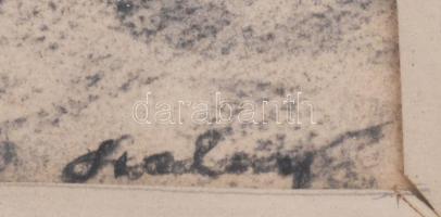 Szalay jelzéssel: Aratás. Szén, papír. Üvegezett fakeretben, 24×35 cm