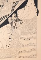 Szász Károly István (1909-1979): A zene hullámain. Tus, karton. Jelzett. 80x60 cm. Keretben