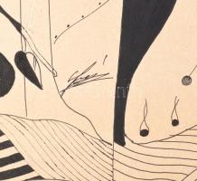 Szász Károly István (1909-1979): A zene hullámain. Tus, karton. Jelzett. 80x60 cm. Keretben