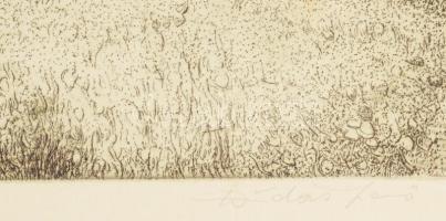 Dudás Jenő (1900-1991): Esti szürkület. Rézkarc, papír, jelzett, apró felületi karcolásokkal, lapszé...