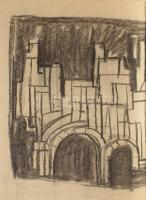 Rác András (1926-2013): Szentendre. Szén, papír, jelzés nélkül. Proveniencia: A művész hagyatéka. 37...