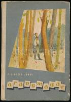 Pilinszky János: Aranymadár. Első kiadás. Bp., 1957, Magvető.   A költőnek az első, 1946-ban megjelent Trapéz és Korlát című kötete után tizenegyévi kényszerű hallgatást követően ez a második nyomtatásban megjelent könyve. Pilinszky 1949-től nem publikálhatott. Ez idő alatt verses meséket írt, és egy ilyen típusú könyvvel (Aranymadár) térhetett vissza az irodalmi életbe. A kötet illusztrátora Márkus Anna festőművész, aki 1955-ben feleségül ment Pilinszkyhez, majd néhány hónap múlva elváltak. Anna az 56-os forradalom után Párizsba emigrált, ahol újból férjhez ment, de Pilinszkyvel mindvégig jó barátságban maradtak. Anna Mark (Márkus Anna) Budapesten született 1928-ban. 1946-tól 1950-ig a Képzőművészeti Főiskolán tanul festő szakon, mestere Berény Róbert. 1950-től az Állami Bábszínház díszletműhelyében dolgozik. 1956 és 1959 között Németországban, 1959-tól Párizsban él. 1982-től 1984-ig a párizsi Cité des Arts ösztöndíjasa. 1964 óta több mint harminc önálló kiállítást rendez franciaországi, németországi és svájci galériákban, 1990 -ben a budapesti Vasarely Múzeumban. Művei - közöttük művészkönyvek is - magyar, francia, német és belga közgyűjteményekben szerepelnek. Festészete kezdetben figuratív, szürrealista jellegű, képei klasszikus olajfesték-technikával készülnek. Párizsban a konstruált absztrakció fele fordul művészete. Egyidejűleg technikát is vált: márványpor-homok-műgyanta keverékéből reliefeket készít, melyek architektonikus fény-árnyék, tér- és texturális hatásokra épülnek. A nyolcvanas évektől kezdve és a kilencvenes években a monokrómia felé fordul, főként fehér vagy fekete színekben dolgozik. Egyidejűleg grafikai munkásságot is folytat. Egyedi művei szitanyomat alapra gouache-sal krétával és ceruzával készülnek. A gouache-ok terét a megdolgozott felületek és a fehér alap kontrasztja teremti meg. Színviláguk kezdetben fekete-fehér, legújabb munkáin a földszínek dominálnak.  Kiadói félvászon kötés, kopottas állapotban.