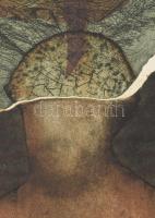 Korányi Gábor (1952-): Nem hegednek a sebek. Színes rézkarc, papír, jelzett, próbanyomat próba I. je...