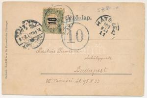 1904 Hátszeg, Hateg; Fő tér, B. Popovits, Szokol Ilyés, Kéméndy Albert, Reiszfeld üzlete, piac. Kend...