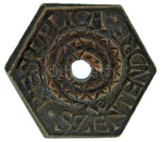 Ligeti Erika (1934-2004) 1979. "Állami csúszópénz / Respublica Szentendre" bronz gúnyérem (42x35mm) T:AU