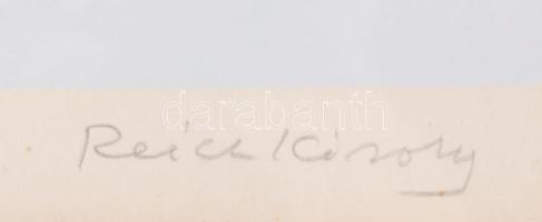 Reich Károly (1922-1988): Hazafelé. Szitanyomat, papír, jelzett, üvegezett kopott fakeretben, 43×30 ...