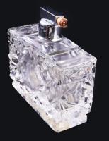 Kristály parfümös üveg, kis kopással, 12x11 cm