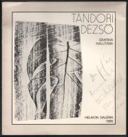 Tandori Dezső grafikai kiállítása. DEDIKÁLT! 1985, Helikon Galéria. Kiállítási prospektus, gyűrődésekkel.