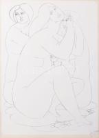 Amerigo Tot (1909-1984): Női aktok, 1982. Szitanyomat, papír, jelzett, üvegezett fakeretben 42x30 cm