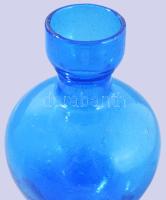 Anyagában buborékos színezésű kékszínű talpas váza, hibátlan, m: 22 cm