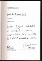 Csordás Gábor: Javítások. Rontások. Versek. DEDIKÁLT Konrád György írónak! Bp., 2002. Kiadói kartoná...