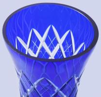 Kéken pácolt csiszolt mintás váza, hibátlan, m: 22 cm