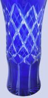 Kéken pácolt csiszolt mintás váza, hibátlan, m: 22 cm