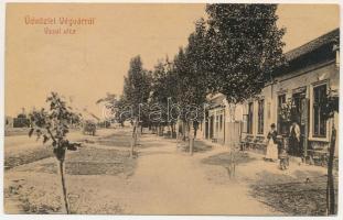 1910 Végvár, Tormac; Vasút utca, Schwarcz Lipót üzlete. W.L. 1443. / street view, shop