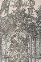 Balla Margit (1947-): Régi kert I. Rézkarc, papír, jelzett. Üvegezett fakeretben. 29,5×19 cm