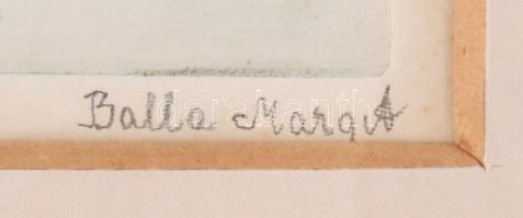 Balla Margit (1947-): Régi kert I. Rézkarc, papír, jelzett. Üvegezett fakeretben. 29,5×19 cm