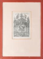 Balla Margit (1947-): Régi kert I. Rézkarc, papír, jelzett. Üvegezett fakeretben. 29,5×19 cm