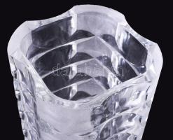 Francia ólomkristály op-art váza, jelzett, lepattanással,, m: 25 cm