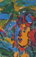 Csepeli Németh Miklós (1934-2012): Női akt. Olaj, papír, jelezve jobbra lent. 24x15,5 cm. Üvegezett fakeretben.