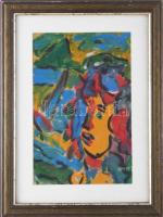 Csepeli Németh Miklós (1934-2012): Női akt. Olaj, papír, jelezve jobbra lent. 24x15,5 cm. Üvegezett ...