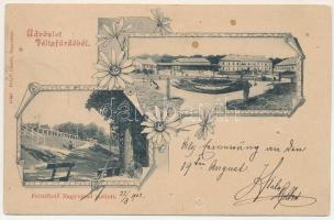 1902 Félixfürdő, Baile Felix; Fürdő, park. Helyfi László kiadása 41441. / spa, park. Art Nouveau, floral (lyukak / pinholes)