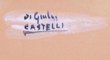 Castelli olasz kézzel festett kép, fa keretben, 9x13 cm, 21x25 cm