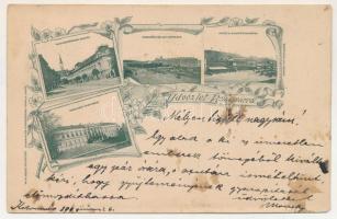 1899 Kolozsvár, Cluj; Fő tér és Trencsén tér, Bánffy palota, Takarékpénztári palota, Gazdasági tanintézet. Dunky Fivérek fényképészeti műterméből / squares, palace, bank, institute. Art Nouveau, floral (EM)