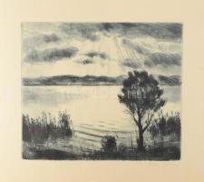 Fehér Ilona (1913-1983): Balaton. Rézkarc, papír, jelzett, 25x29 cm