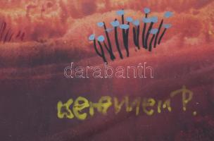 Kelemen Pál (1942-1999): Szürrealista kompozíció, 1996. Vegyes technika, papír, jelzett. Üvegezett f...