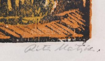 Réti Mátyás (1922-2002): Napraforgó. Linómetszet, papír, jelzett. Üvegezett fakeretben. 36×30,5 cm