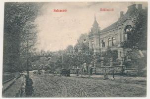 1910 Kolozsvár, Cluj; Rákóczi út, Erzsébet villa. Fabritius Erik és Társa kiadása / street and villa (felületi kopás / worn surface)