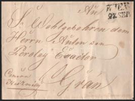1837 Bécsből Esztergomba küldött, német nyelvű levél, nemes Paczolay Antal (Anton von Paczolay) rész...