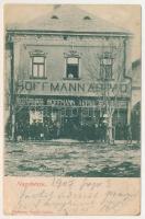 1907 Nagybánya, Baia Mare; Hoffmann Árpád divatáru üzlete (télen) és saját kiadása / fashion store, publisher's shop (EB)