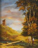 Gálfi Ákos (1947-): A festő. Olaj, farost, jelzett, fakeretben, 30×24 cm