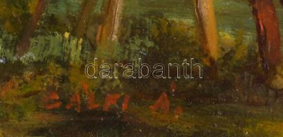 Gálfi Ákos (1947-): A festő. Olaj, farost, jelzett, fakeretben, 30×24 cm