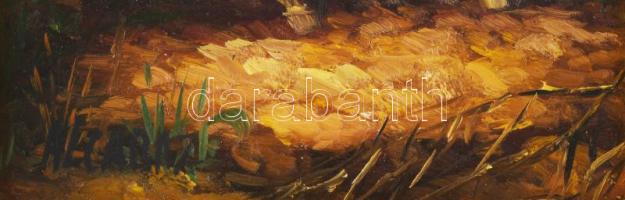 Alcaraz jelzéssel: Katona lóháton. Olaj, farost, dekoratív fakeretben, 22,5×17 cm