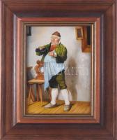 Kocsis Lénárd (1958-): Bortkostoló férfi. Olaj, fa, jelzett. Dekoratív fakeretben, 24x18 cm