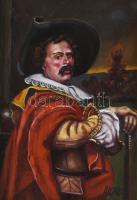 Alcaraz jelzéssel: Kalapos férfi. Olaj, fatábla, dekoratív fakeretben, 18×12 cm