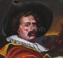 Alcaraz jelzéssel: Kalapos férfi. Olaj, fatábla, dekoratív fakeretben, 18×12 cm