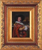 Alcaraz jelzéssel: Kalapos férfi. Olaj, fatábla, dekoratív fakeretben, 18×12 cm