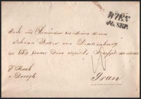 1839 Bécs, Becker János Nepomuk (1781-1849) esztergomi kanonoknak címzett, német nyelvű levél, kiseb...