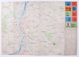 1978 A Budapesti Közlekedési Vállalat (BKV) vonalhálózati térképe, kis sérülésekkel, 47x66 cm