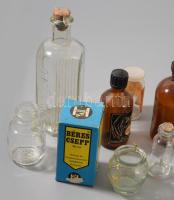 16 darab régi kis üveg, közte patikai, klf méretben