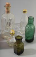 16 darab régi kis üveg, közte patikai, klf méretben