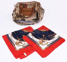 Lovas mintás női válltáska, hozzá 2 darab lovas mintás kendővel 65x65 cm