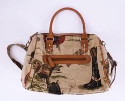 Lovas mintás női válltáska, hozzá 2 darab lovas mintás kendővel 65x65 cm