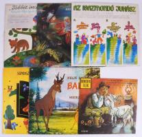 6 darab bakelit mesékkel. Benedek Elek mesék, Sündisznócska lovagol, Bambi, Az igazmondó juhász, Andersen meséiből, Furfangos cintula.