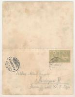 1905 Ada Kaleh, 2-részes kihajtható panorámalap, montázs csónakázókkal és gőzhajóval / 2-tiled foldi...