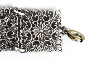 Ezüst (Ag) filigrán karkötő, h: 17 cm, nettó 17g